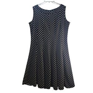 Haani Petite Black Polka Dot Dress Size PXL Fit Flare Sleeveless Formal Party
